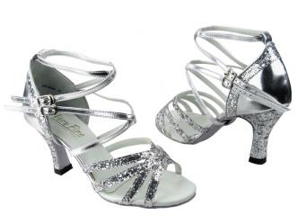 dansschoenen zilver leder glitters  
